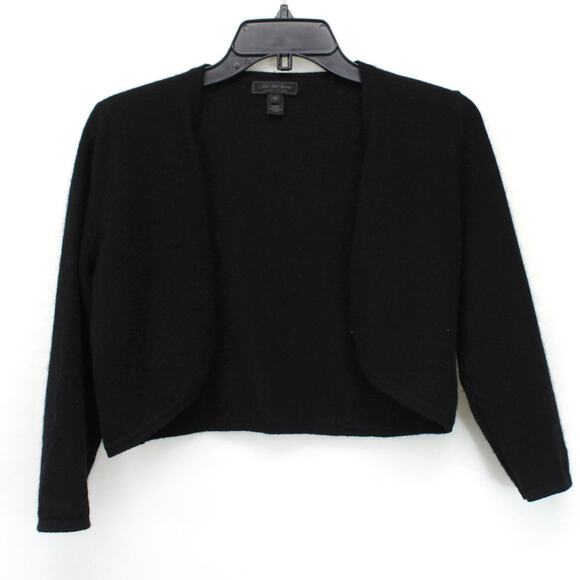 Saks Fifth Avenue 100% 2-ply cashmere Black sweater Cardigan Minimalist XS - Picture 1 of 4